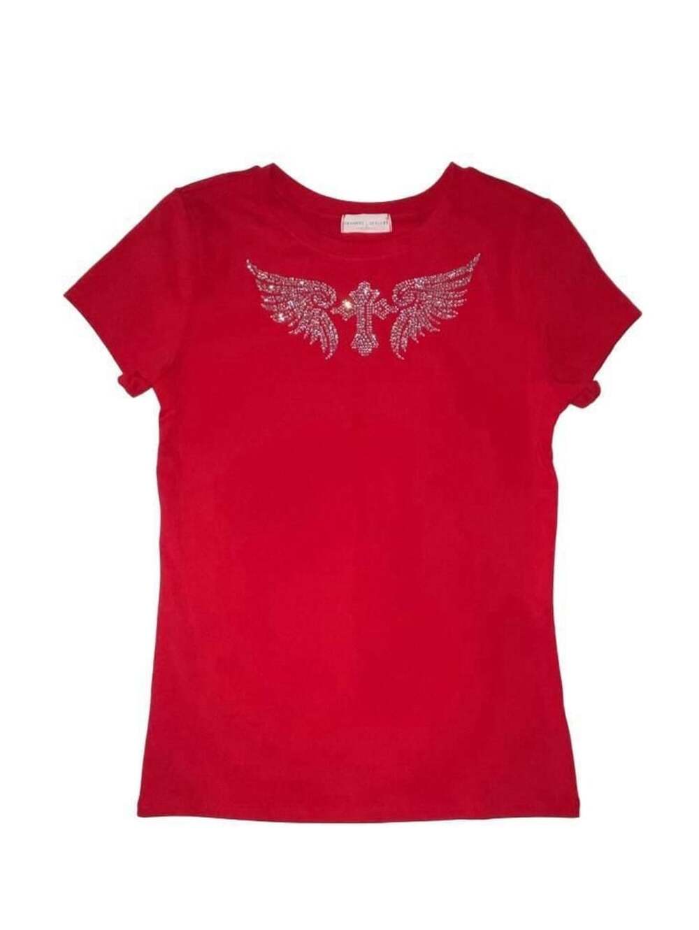 Frankee Skylarr Red Winged Cross Rhinestone T-Shirt